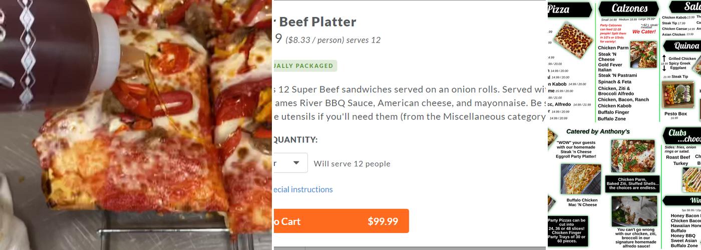 Anthony's Famous Roast Beef & Pizza Menu