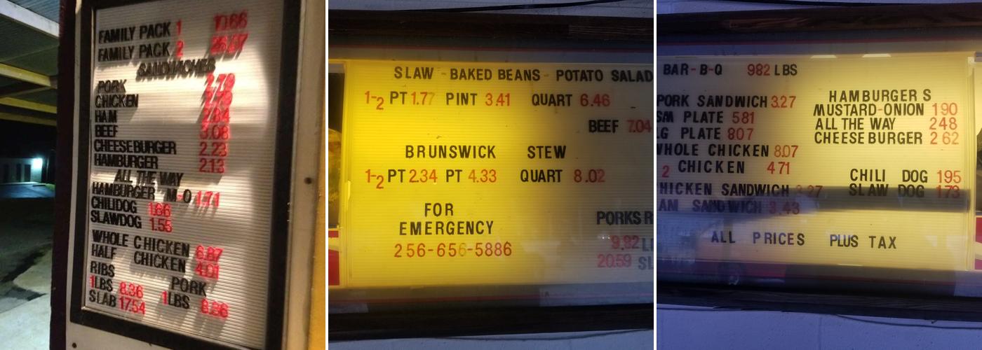 Meridianville Bar-B-Q Menu