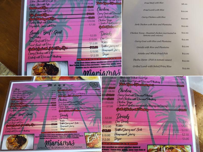 Mariama's African and Jamaican Restaurant Menu
