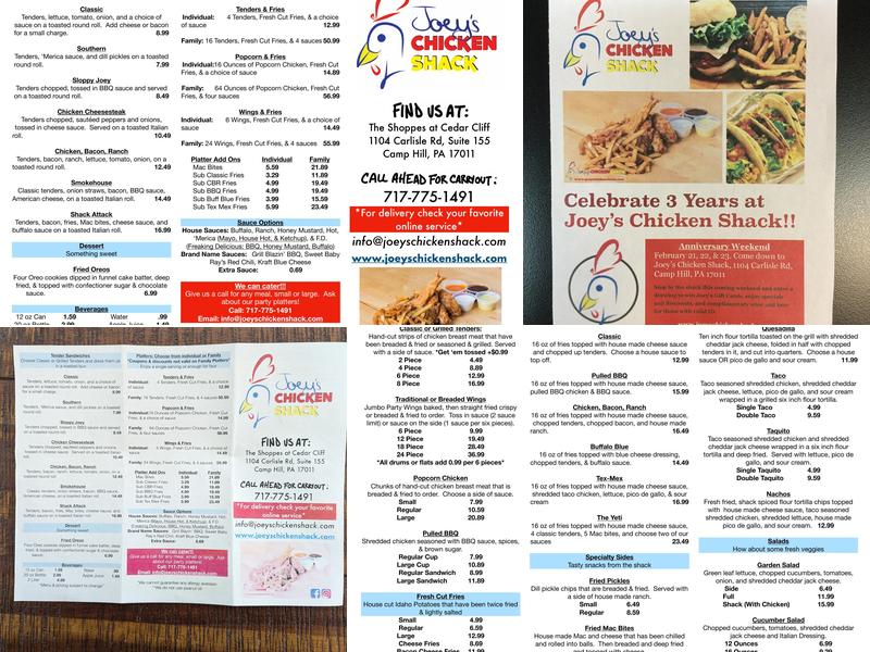 Joey's Chicken Shack Menu
