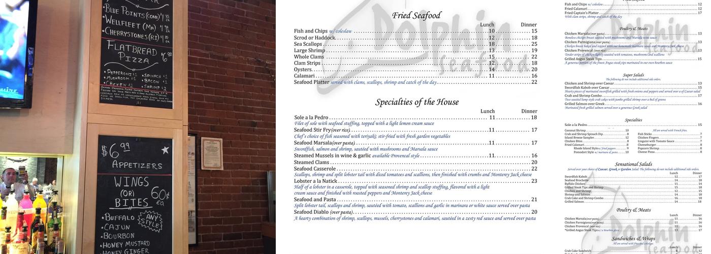 Dolphin Seafood Menu