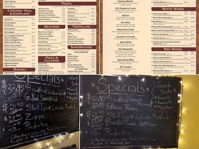 Ziti's Italian Trattoria Menu