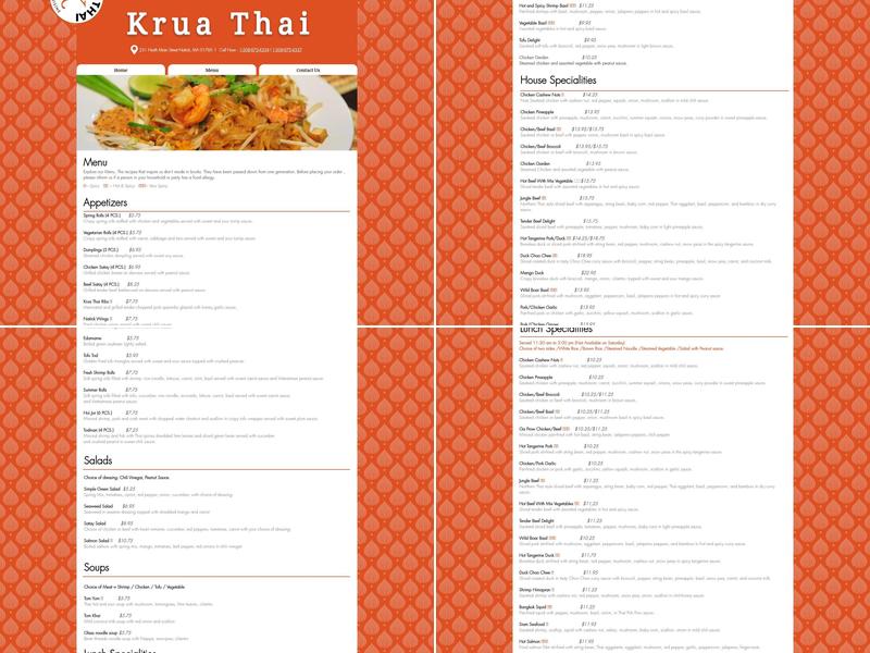 Krua Thai Menu