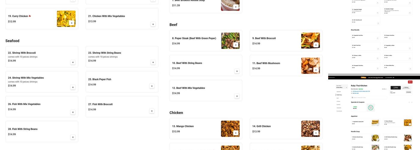 Ruby Thai Kitchen Menu