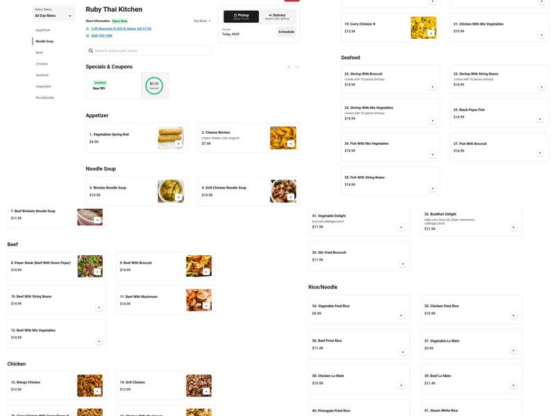 Ruby Thai Kitchen Menu