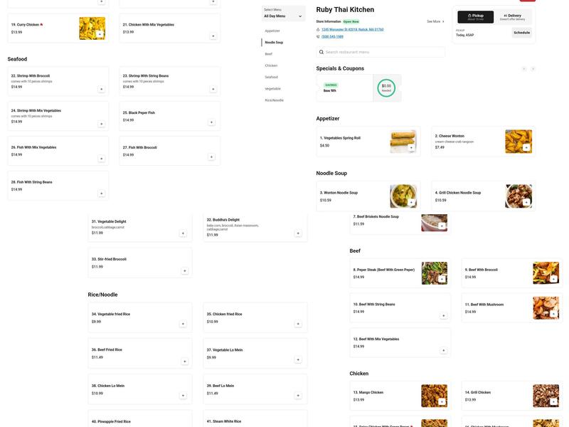 Ruby Thai Kitchen Menu