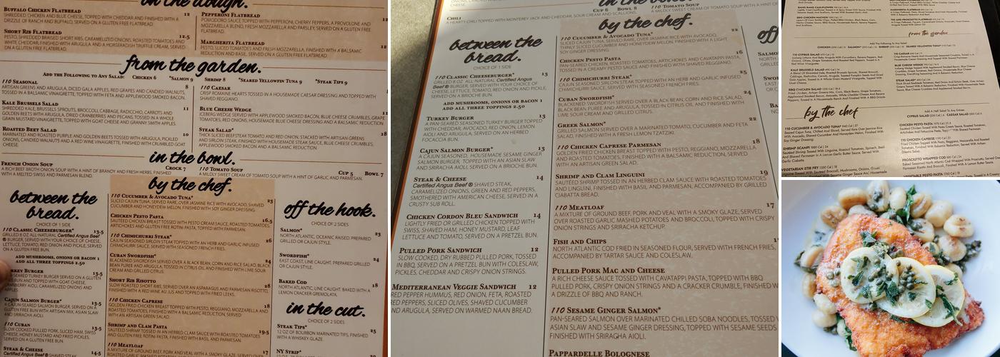 110 Grill Menu