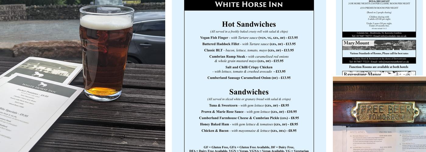 The White Horse Menu