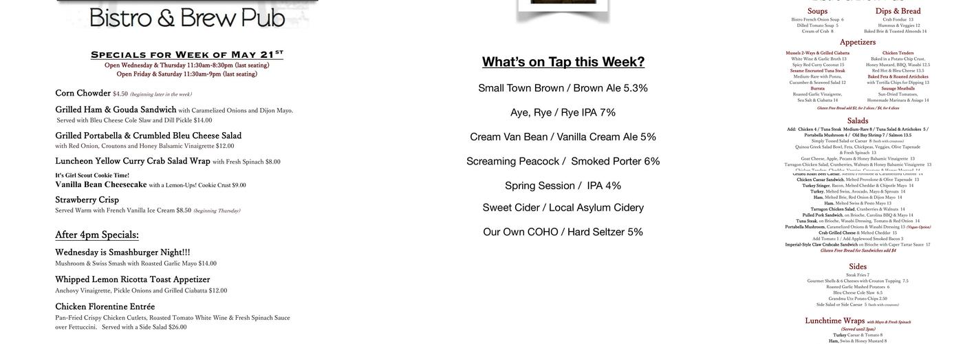 Warehouse Gourmet Bistro & Brewpub Menu