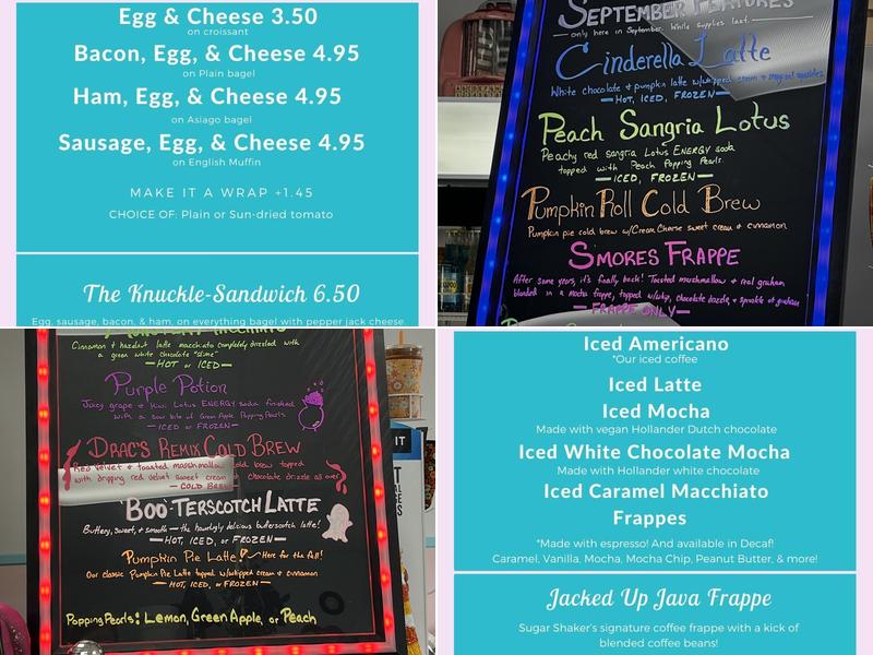 The Sugar Shaker Menu