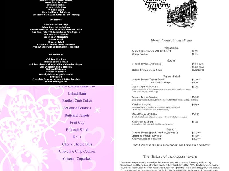 Stouch Tavern Menu