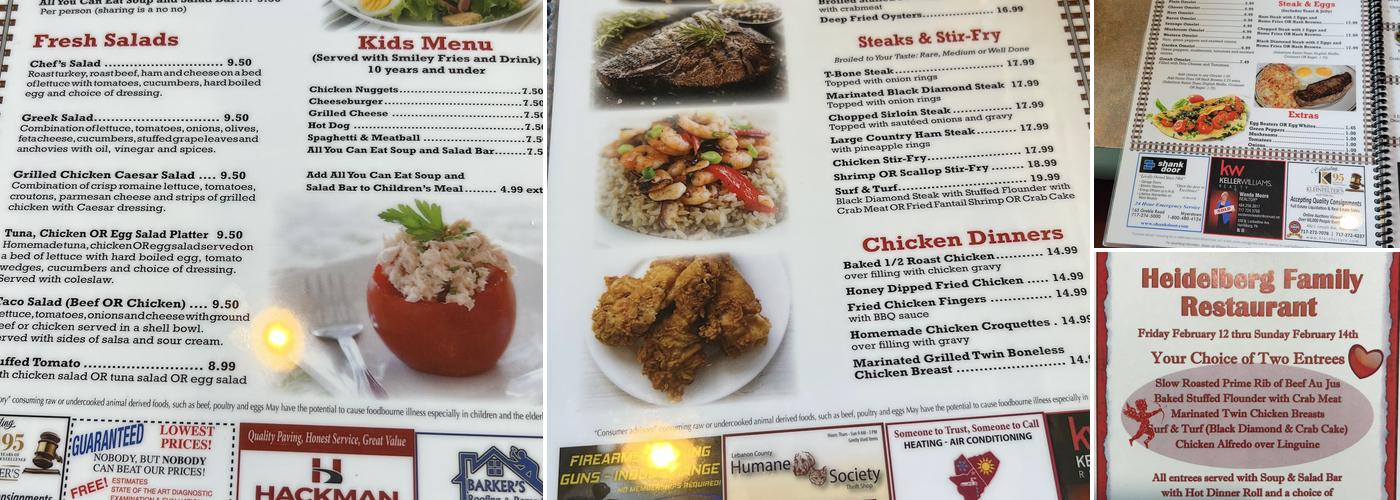 Heidelberg Family Restaurant Menu