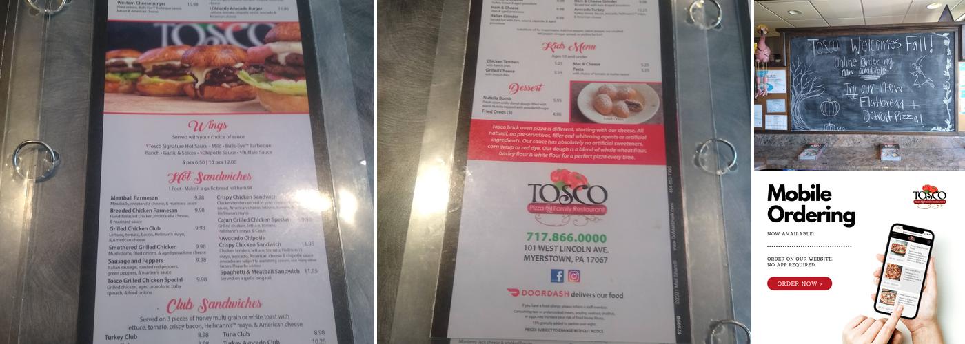 Tosco Pizza Menu