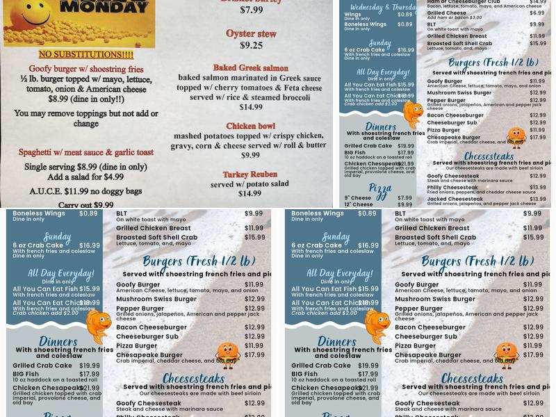 Goofy's Menu