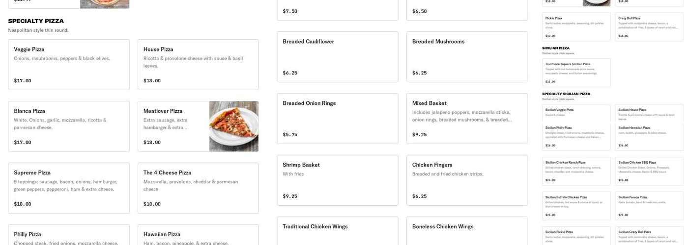 Caruso's of Schaefferstown Menu