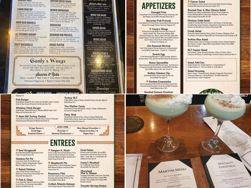 Ganly's Irish Pub & Restaurant Menu