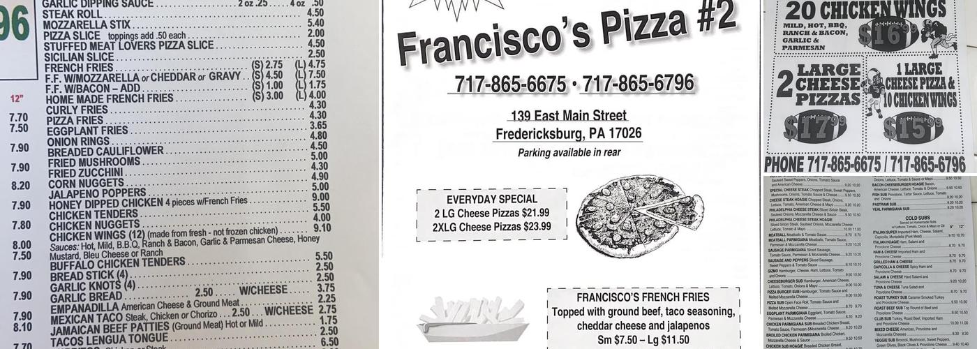Fransico's Pizza 2 Menu