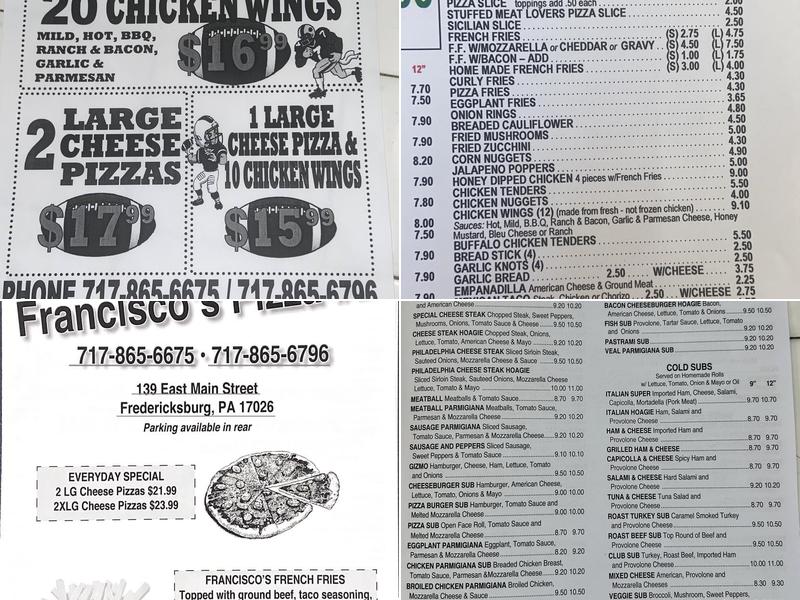 Fransico's Pizza 2 Menu