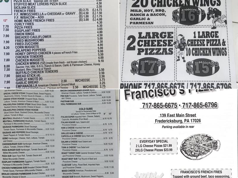 Fransico's Pizza 2 Menu