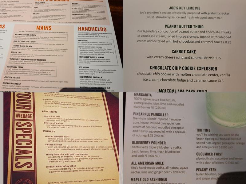 Not Your Average Joe's - Watertown Menu