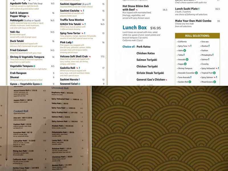 New Ginza Menu