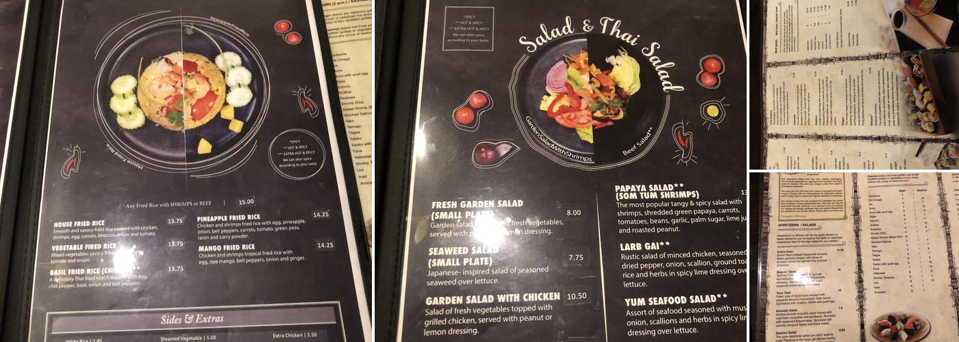 Thai Amarin Menu