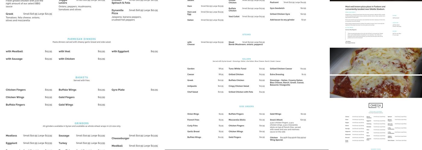 Omega Pizza Foxboro Menu