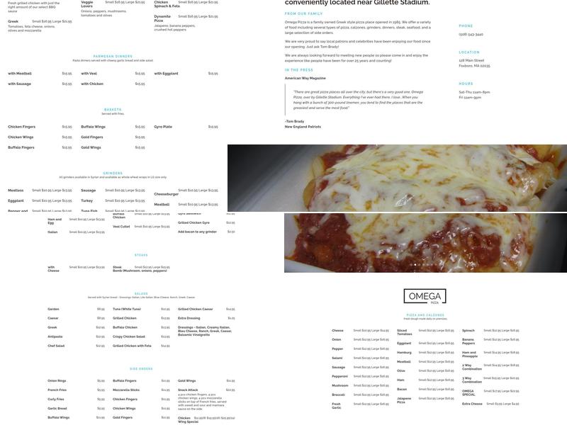 Omega Pizza Foxboro Menu