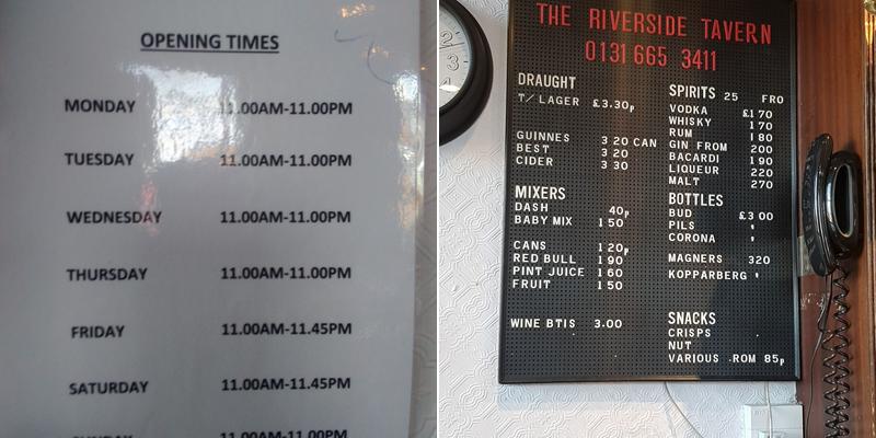 The Riverside Tavern Menu
