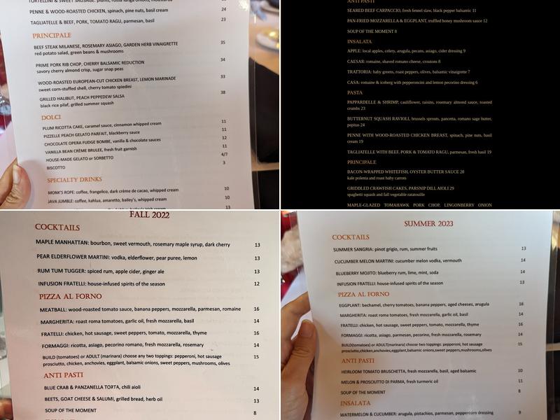 Trattoria Fratelli Menu