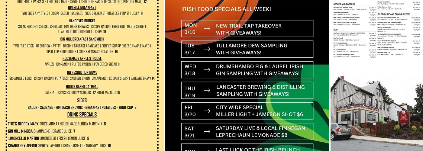Gin Mill Menu