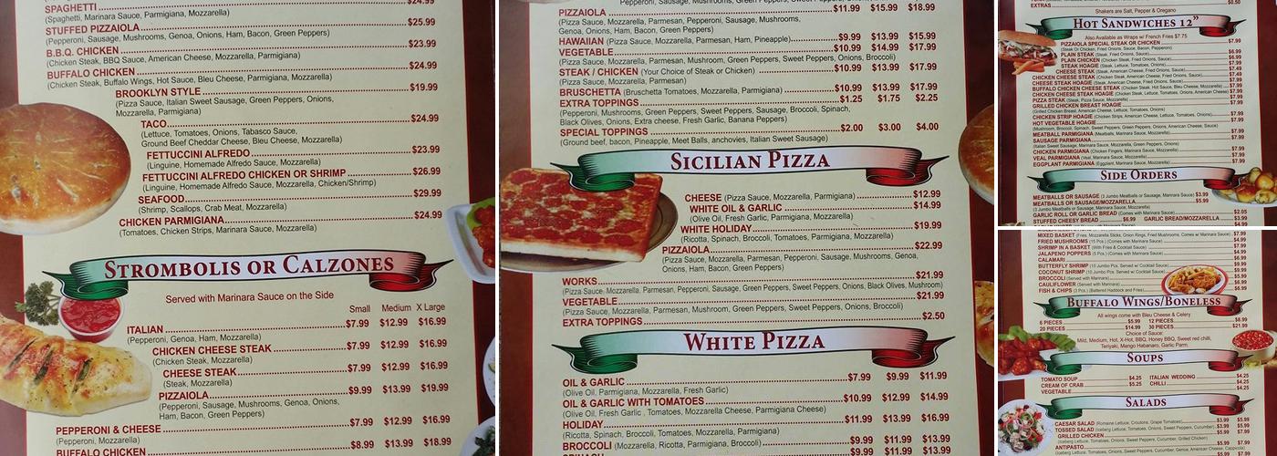 Pizzaiola Menu