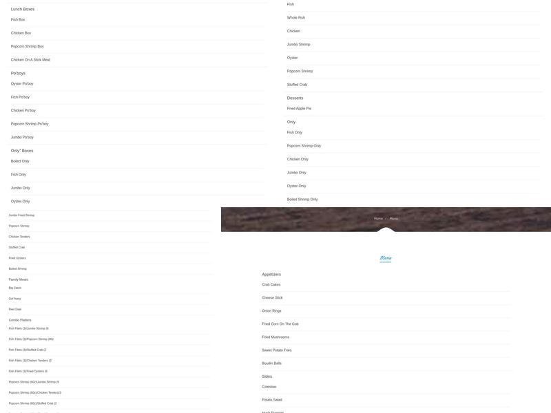 Catfish One of McComb Menu