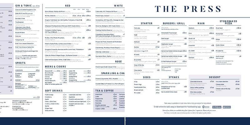 Cross Keys Menu