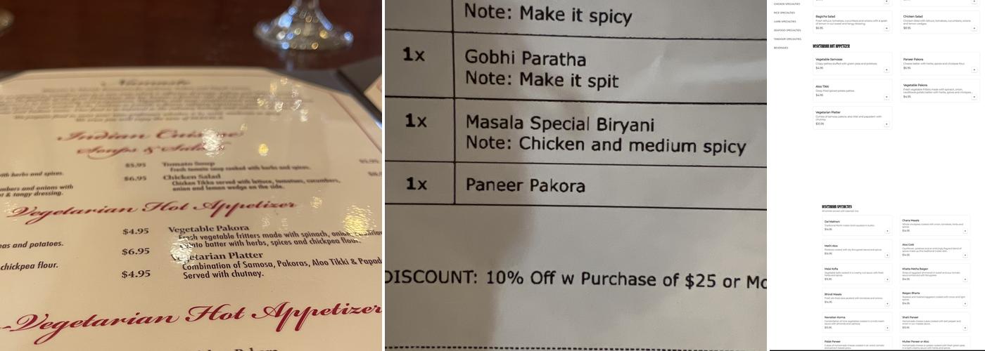 Masala Menu