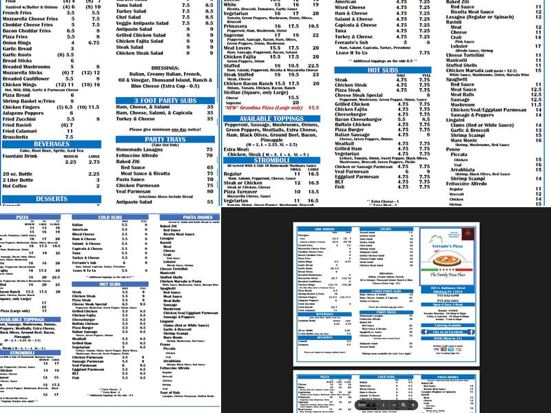 Mazzone’s Pizza Menu