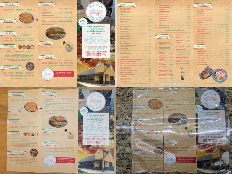 Sicilia Pizza & Subs Menu