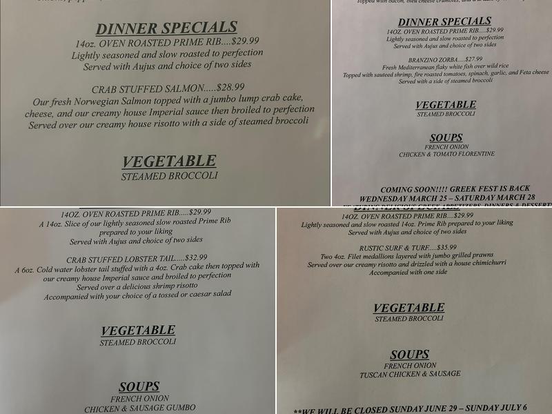 Rustic Tavern Menu