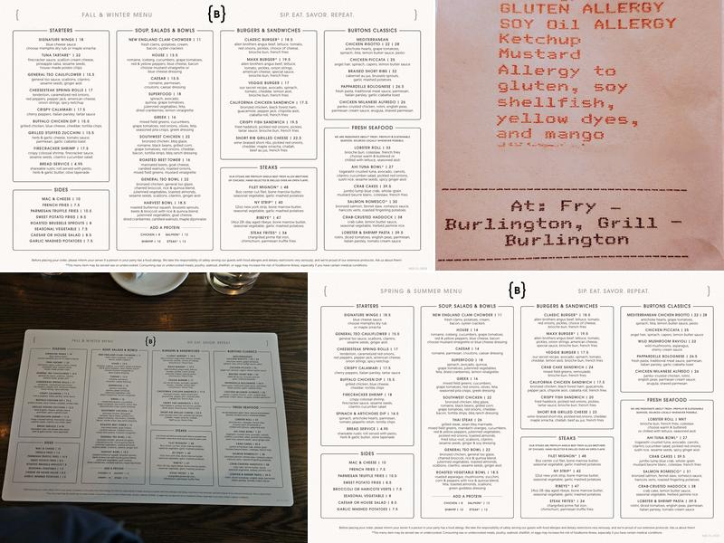 Burtons Grill & Bar Menu