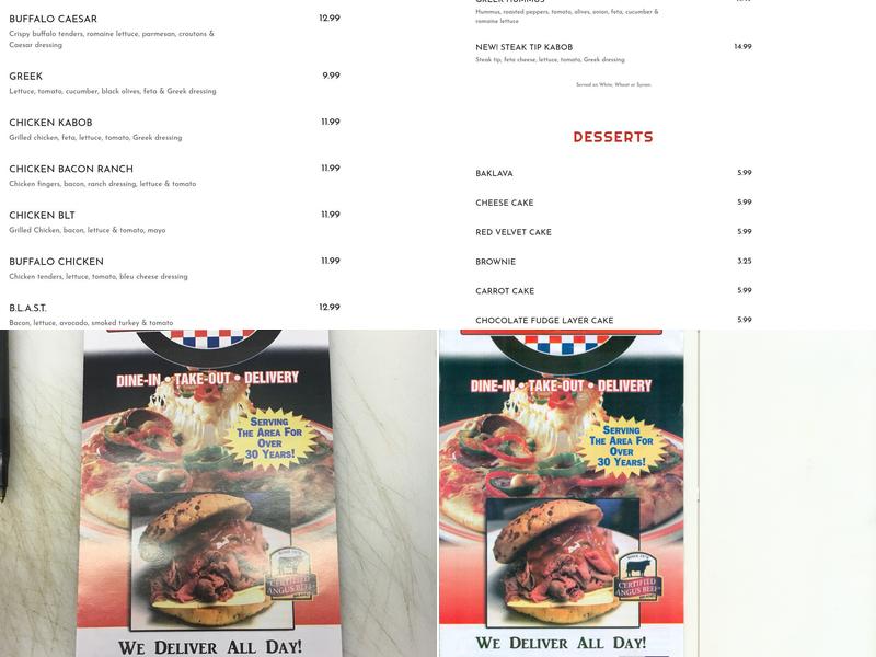 Village House of Roast Beef & Pizza Menu