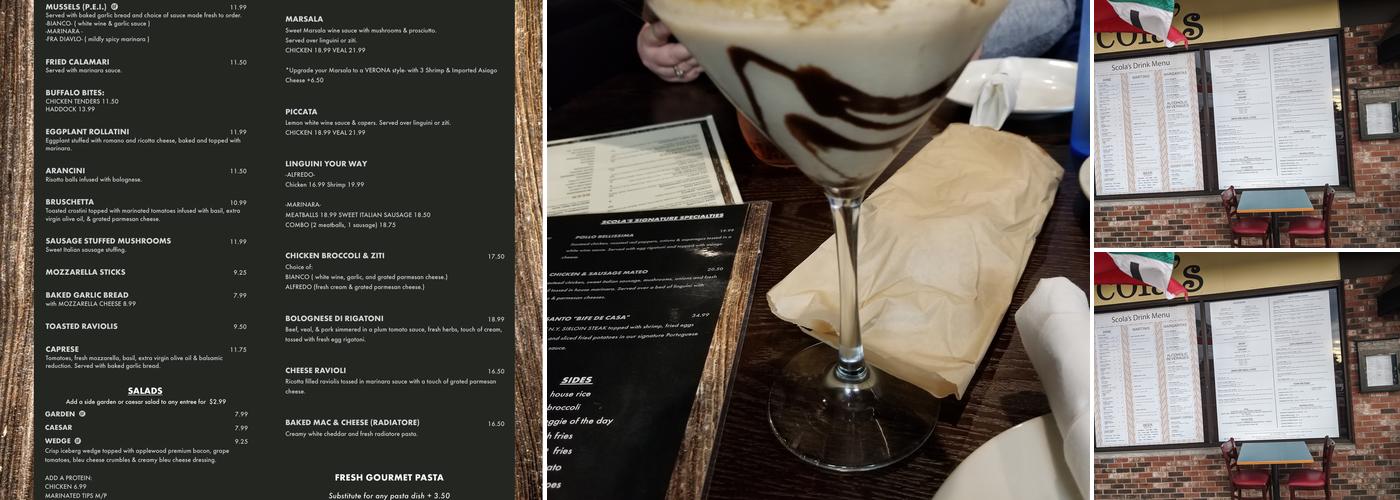 Scola's Restaurant Menu