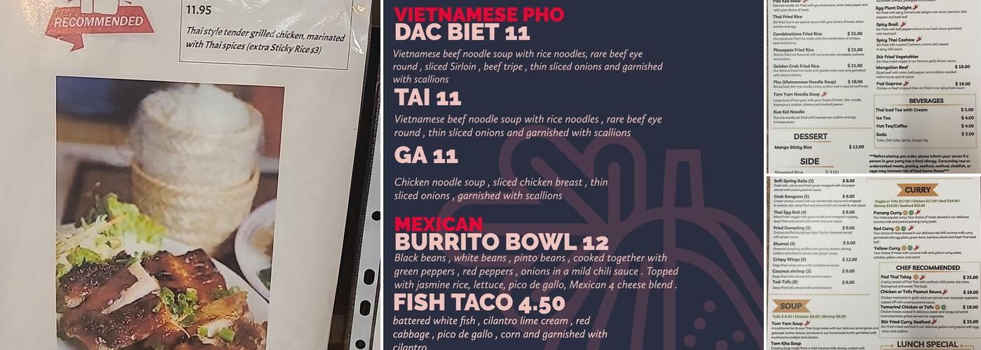 Origin Thai Bistro Menu