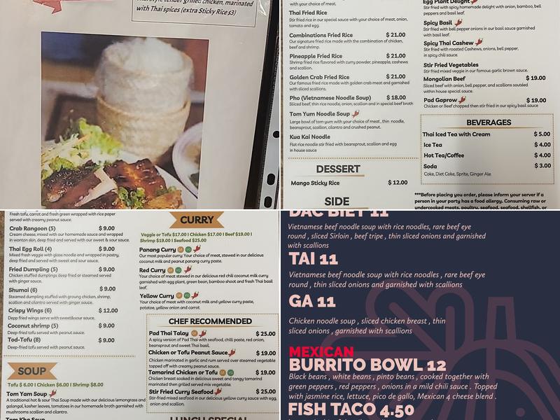 Origin Thai Bistro Menu