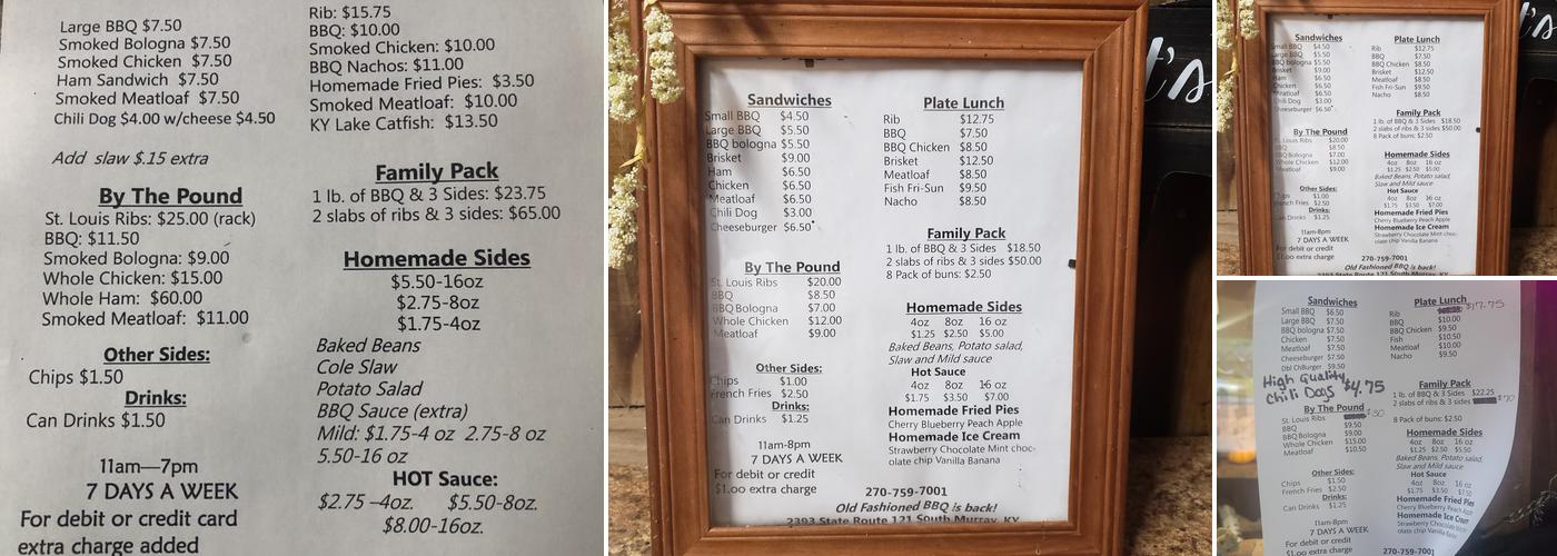 Pitstop BBQ Menu