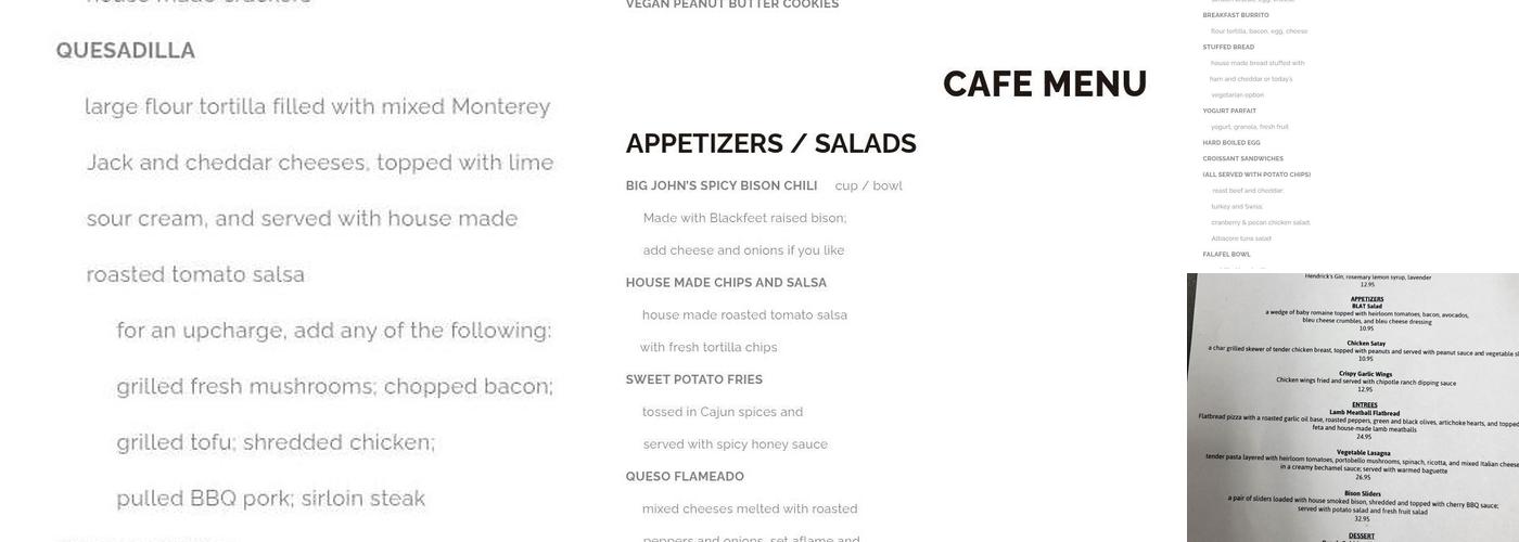 Two Sisters Cafe Menu