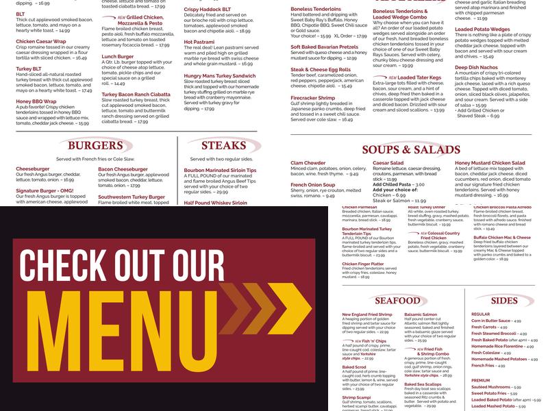 Jon Ryan's Pubs Menu