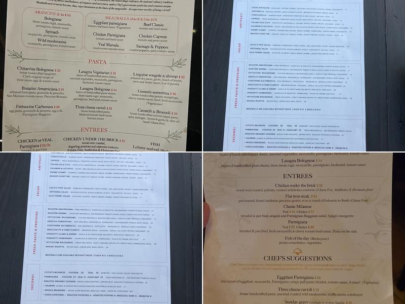 Spiga Menu
