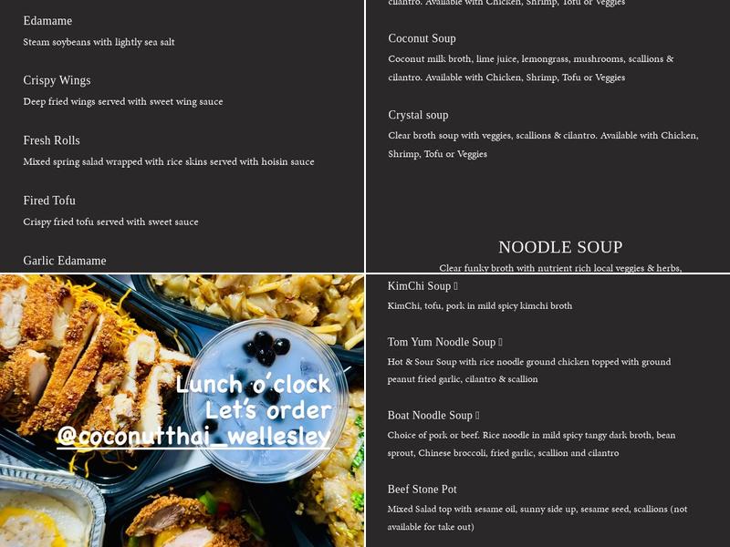 Coconut Thai Wellesley Menu