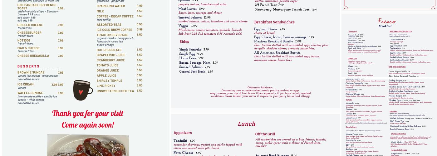 Fresco Menu