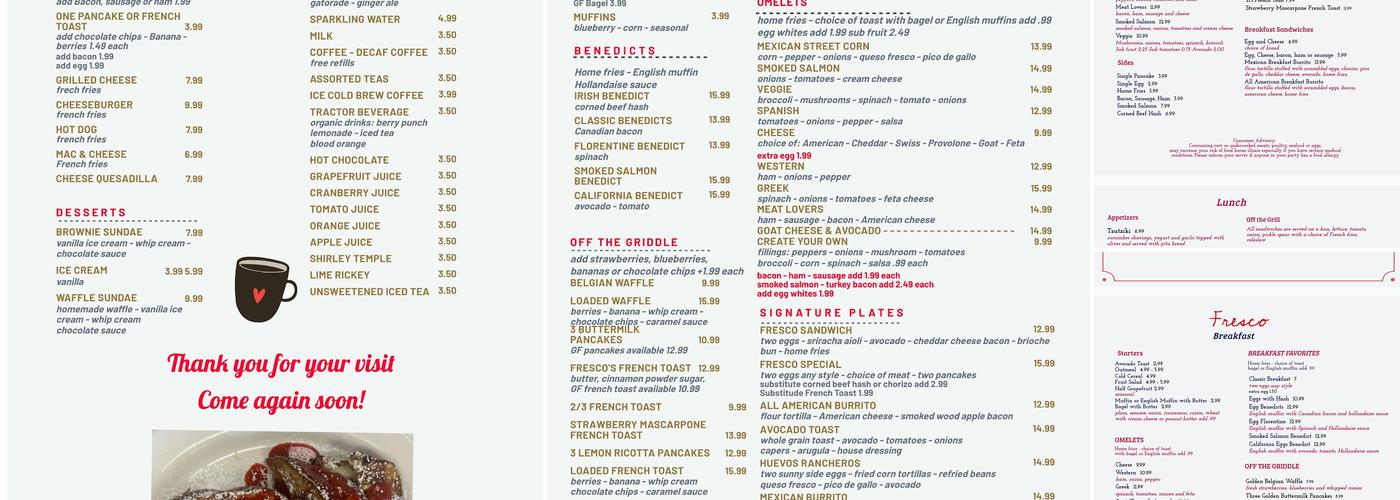 Fresco Menu